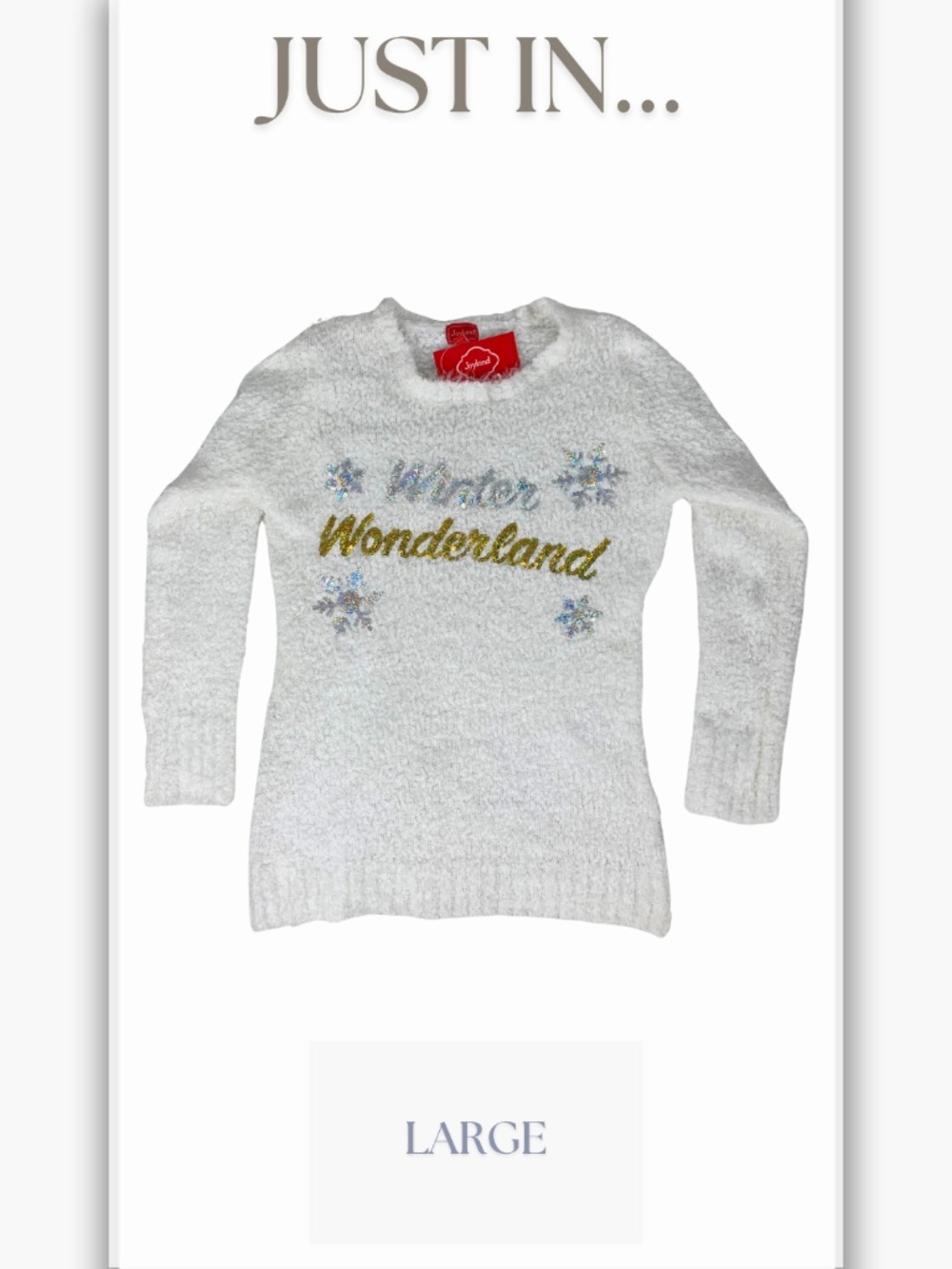 Women's Cream 'Winter Wonderland' Crewneck Sweater L Holiday Festive Winter